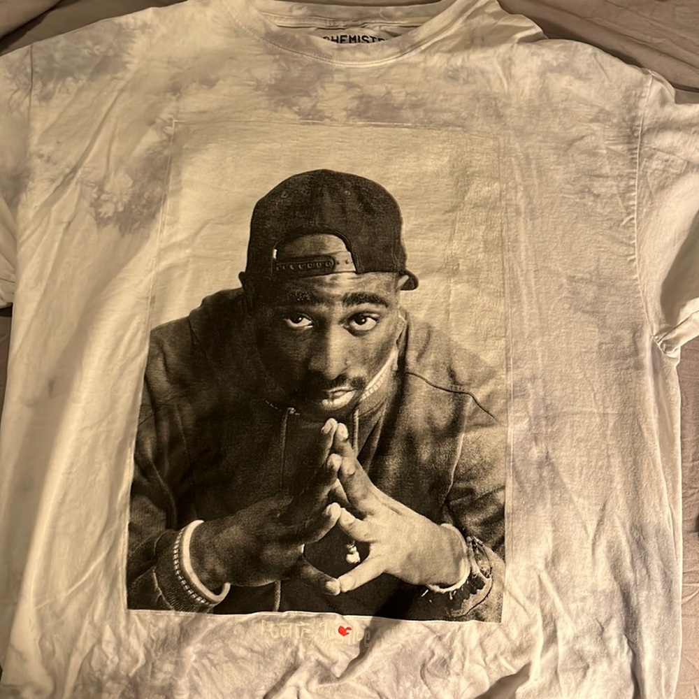 White and Blue tie die Tupac Poetic Justice t-shirt